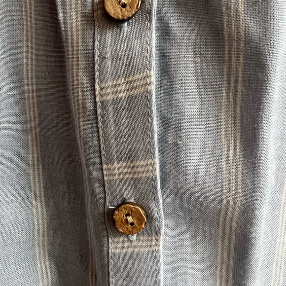 Blue and white striped Fortune & Ivy button up, size large. - Picture 10 of 10